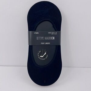 STEVE MADDEN 5 PAIRS OF FOOT LINER,2 BLACK, 2 TAN,1 WHITE, SHOE SIZE 5-10,UNISEX